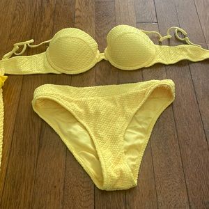 Triangl Swim Bikini Yellow Texture Sz Small